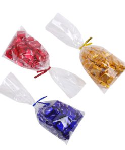 200 Clear Plastic Cello Bags 4x9 with 4" Twist Ties 6 Mix Colors - 1.4 mils Thick OPP Treat Bags for Gift Wrapping Packaging Decorations Storage (4'' x 9'') 4'' x 9'' 14 61f4MHgd08L