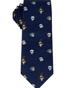 Alternative view of Mens Microfiber Polyester Necktie Pattern Tie for Men Skull & Ghost & Witch