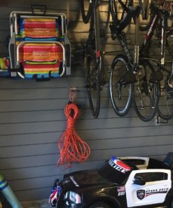 Slatwall Hose Hooks, Heavy Duty Garage Storage Utility Tool Double Holder Bike Hanger Organizer for Bicycle Ladder and Folding Chairs (2 Pack, Black) 13 71MtElKcSL