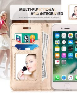 FYY Leather Case with Mirror for iPhone SE Case 2022 (3rd Gen)/iPhone SE Case 2020 (2nd Gen)/iPhone 7 Case/iPhone 8 Case 4.7",Wallet Flip Folio Phone Case with Mirror and Wrist Strap-Mint Green A-Mint Green 10 71NjUepPVkL