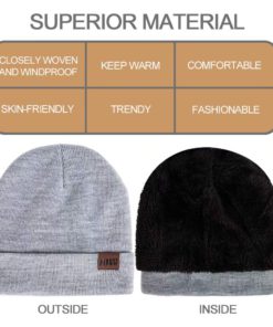 Alternative view of Nertpow Winter Daily Beanie Hat for Men Women, Warm Fleece Lined Thermal Trendy Thick Knit Skull Cable Cuff Cap