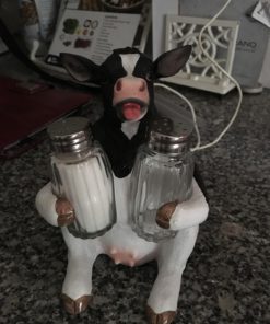 Holstein Cow Glass Salt and Pepper Shaker Set with Holder Figurine in Tabletop Country Kitchen Decor or Decorative Farm Animal Collectible Sculptures As Spice Racks and Rustic Gifts for Farmers 13 71SkkUQEUvL