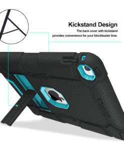 BENTOBEN iPad Air 2 Case, Hybrid Shockproof Protective Case with Kickstand Rugged Triple-Layer Shock Resistant Drop Proof Case Cover for iPad Air 2 with Retina Display/iPad 6, Black/Blue M753-Black/Blue 11 71XHEjHqiuL