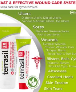 Terrasil Wound Care Max - 3X Faster Healing, Infection Protection Ointment for Bed sores, Pressure sores, Diabetic Wounds, ulcers, cuts, scrapes, and Burns (50 Gram Tube) 50 Gram (Pack of 1) 9 71ab9wGlZPL