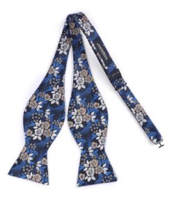 HISDERN Bow Ties for Men Floral Bowties Mens Self Tie Bow Tie Handkerchief Jacquard Woven Bowtie Pocket Square Set A-02 Navy Blue Floral 9 71bhkeNj5xL