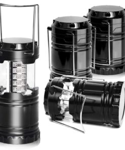 PARTYSAVING [4-Pack] LED Camping Lantern, Suitable Survival Kits for Hurricane, Emergency Light for Storm, Outages, Outdoor Portable Lanterns, Black, Collapsible Design and 30 LED Lights, APL1424