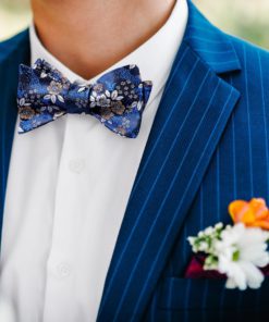 HISDERN Bow Ties for Men Floral Bowties Mens Self Tie Bow Tie Handkerchief Jacquard Woven Bowtie Pocket Square Set A-02 Navy Blue Floral 8 71iDJ08 aqL