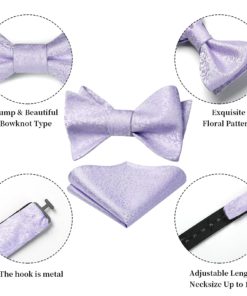 HISDERN Bow Ties for Men Floral Bowties Mens Self Tie Bow Tie Handkerchief Jacquard Woven Bowtie Pocket Square Set A-02 Navy Blue Floral 10 71jP717XfoL