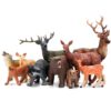 Woodland Animals 10-Piece Figurine Set: Realistic Elk, Wolf, Bear, Raccoon, Lynx, Deer Toys for Kids & Cake Toppers