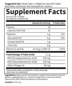 Garden of Life Minami Supercritical Platinum Omega 3 Fish Oil Supplement - Orange, Ultimate Once Daily for Heart & Brain Health, 1100Mg Omega-3S, 1,000 Iu Vitamin D3, 60 Softgels 11 818sP1jrDGL