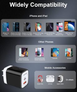 3Pack USB Type C Charger, Dual Port USB-C Wall Plug 20W PD & QC3.0 USB A Fast Charging Block for Samsung Galaxy S23 S22 S21/S21+/S21 Ultra/S20/S20+/Note 20 Ultra/10, iPhone 15 14 USBC Brick Power Box Black-White 13 81OTnel Y8L