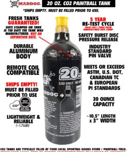 Alternative view of Maddog 20 Oz Refillable Aluminum CO2 Paintball Tank - Ships Empty 5-Pack