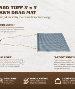 Yard Tuff 33HPDM ATV UTV 3 x 3 Feet Heavy Duty Durable Zinc and Steel Mesh Field Surface Leveling Drag Mat for Manual or Vehicle Assisted Pulling 8 81Ox4q4nJvL