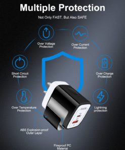 3Pack USB Type C Charger, Dual Port USB-C Wall Plug 20W PD & QC3.0 USB A Fast Charging Block for Samsung Galaxy S23 S22 S21/S21+/S21 Ultra/S20/S20+/Note 20 Ultra/10, iPhone 15 14 USBC Brick Power Box Black-White 11 81V0cpD2NCL