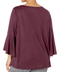 Alternative view of JUST MY SIZE Women's Plus Size Pintuck Top 20 Plum Port