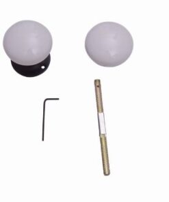 A29 Porcelain Rim Lock Knob Set, White Color, Black Powder Coat Stem 15 2155c79YxNL