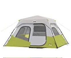 CORE 6 Person Instant Cabin Tent | Portable Large Pop Up Tent with Easy 60 Second Camp Setup for Family Camping | Included Hanging Organizer for Outdoor Camping Accessories Light Gray/Green 31 21BroFHb66L