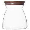 Newerlives Air Tight Storage Jar, Glass Storage Tank with a Natural Bamboo Lid，BPA-Free Eco-Friendly Container Natural Bamboo Lid and Silicone Seal Ring Kitchen Storage Jar(Bamboo, 700ML)