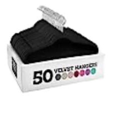Zober Velvet Hangers 50 Pack - Heavy Duty Black Hangers for Coats, Pants & Dress Clothes - Non Slip Clothes Hanger Set - Space Saving Felt Hangers for Clothing 34 21nnzZ1wjSL