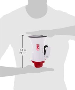 Pyle Megaphone Speaker Lightweight Bullhorn - Built-in Siren, Adjustable Volume Control and 800 Yard Range - PMP30 White 24 21q1cmURJoL