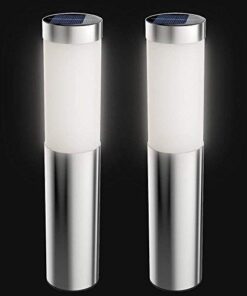 Artika I6 LED Stainless Steel Solar Bollard Lights, 6 LED 17 Lumens Per Light, Set of 2,