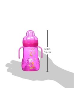 MAM Plastic Trainer Cup (1 Count), 8 oz. Trainer Drinking Cup with Extra-Soft Spout, Spill-Free Nipple, and Non-Slip Handles, for Girls 4+ Months, Designs May Vary Pink 26 3103 wZTgKL