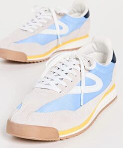 TRETORN Women's Rawlins Casual Lace-Up Sneakers 6 Light Taupe/Blue/Yellow 9 315i65gIOZL