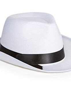 Alternative view of Kangaroo Fedora Brim Felt Church Hat Men Women I Summer Beach Sun Hat with Band I Men's 1920s Gatsby Gangster Costume White Gangster Hat