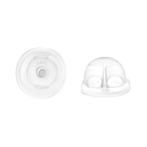 Universal EZback Earring Backs Soft Clear Silicone and 14k White Gold Small 1 Pair Small - 1 Pair