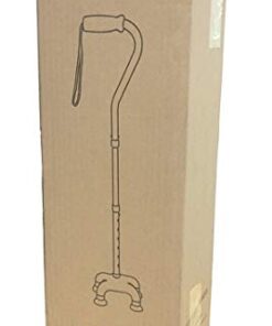 Ez2care Adjustable Folding Quad Cane for Right or Left Hand Use, Lightweight, Self Standing Small Base Walking Stick for Travel and Storage, Four Prongs Collapsible Cane, Metallic Grey 15 316iCIbbgkL