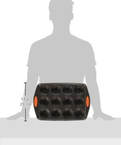 Rachael Ray Yum -o Nonstick Bakeware 12-Cup Muffin Tin With Grips / Nonstick 12-Cup Cupcake Tin With Grips - 12 Cup, Gray Orange Grips 21 318U7IvtOHL