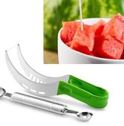BCI Watermelon Slicer Corer Cutter Knife Tongs with Silicon Handle and Two Headed Melon Baller Set 33 319KLOJoRML