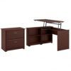 Bush Furniture UrbanPro 52W Sit to Stand Corner Bookshelf Desk with File Cabinet