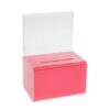 Source One Small 5-Inch Wide Deluxe Oblong Donation Box with Ad Frame & Free Lock (Pink) Pink