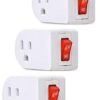 Electes 3 Prong Grounded Single Port Power Adapter with Red Indicator On/Off switch {Value! 3 Pack} 50 31BrJxhwbtL