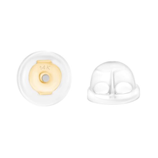 Universal EZback Earring Backs Soft Clear Silicone and 14k Yellow Gold Small 1 Pair Small - 1 Pair