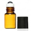 True Essence 2 ml, 5/8 Dram Amber Glass Mini Roll-on Glass Bottles with Metal Roller Balls - Refillable Aromatherapy Essential Oil Roll On (72) 72