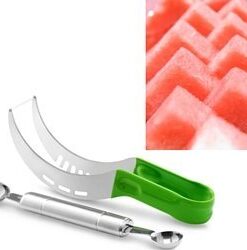 Alternative view of BCI Watermelon Slicer Corer Cutter Knife Tongs with Silicon Handle and Two Headed Melon Baller Set