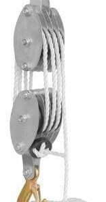 Novinex 2 Ton Rope Hoist Pulley Wheel Block and Tackle, 4000LB 65 Feet of 3/8" - Poly Rope Hoist Pulley Block - 7:1 Lifting Power 6 31I6KPqNP2L