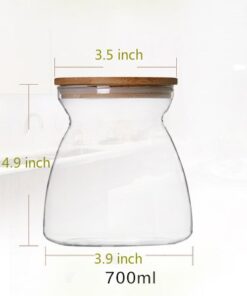 Newerlives Air Tight Storage Jar, Glass Storage Tank with a Natural Bamboo Lid,BPA-Free Eco-Friendly Container Natural Bamboo Lid and Silicone Seal Ring Kitchen Storage Jar(Bamboo, 700ML) 12 31IQ61dhebL