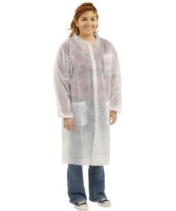 CLEANPRO® Disposable Polypropylene Lab Coats with 3 Pockets & Elastic Wrists, White, 30 Count Extra Large