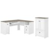 Bush Furniture UrbanPro L Desk and Storage File Cabinet in White and Gray - Engineered Wood 53 31LRIoe8QL