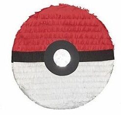 Alternative view of 2-D Red & White Circular Pinata 16" Great For Video Game Themed Birthday Party Supplies Decoration Red White Ball Poke Ball