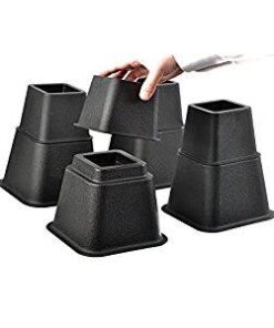 Adjustable Stackable Bed Frame Risers for Elevation & Under-Bed Storage - Heavy-Duty Furniture Riser for Table, Couch, Desk, and Chair - Set of 4 Large & 4 Small Bed Lifts - Black Home It 34 31MNXNPTTL 1