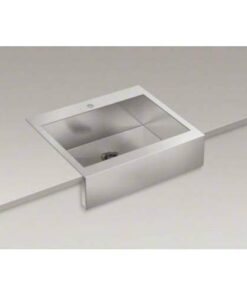 KOHLER Vault 30" Single Bowl 18-Gauge Stainless Steel Farmhouse Apron Front Kitchen Sink with Single Faucet Hole Top Mount Installation K-3935-1-NA 22 31RF5NNZuL