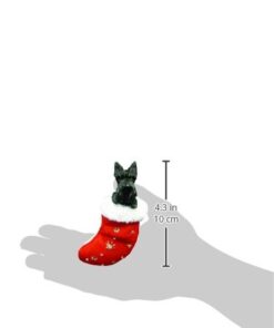 Alternative view of Scottish Terrier Christmas Stocking Ornament with "Santa's Little Pals" Hand Painted and Stitched Detail