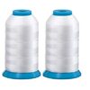 Set of 2 Huge White Spools Bobbin Thread for Embroidery Machine and Sewing Machine - 60 Weight - 5500 Yards Each - Polyester -Embroidex