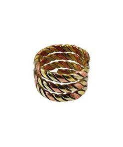 Handmade Twisted Three Metal Medicine/Healing Spiral Ring From Nepal 18 31W05RT2aL
