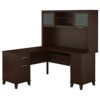 Bush Furniture UrbanPro Farmhouse 60W L Shaped Desk with Hutch in Mocha Cherry