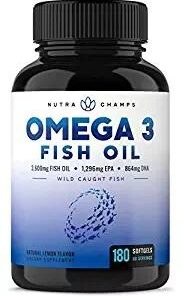 Omega 3 Fish Oil Supplements 3600mg with EPA & DHA | High Potency Omega 3 Supplement to Support Heart, Brain, Joints, Skin, Eyes & Immune Health | 180 Natural Lemon Burpless Fish Oil Capsules 42 31XvOndi01L